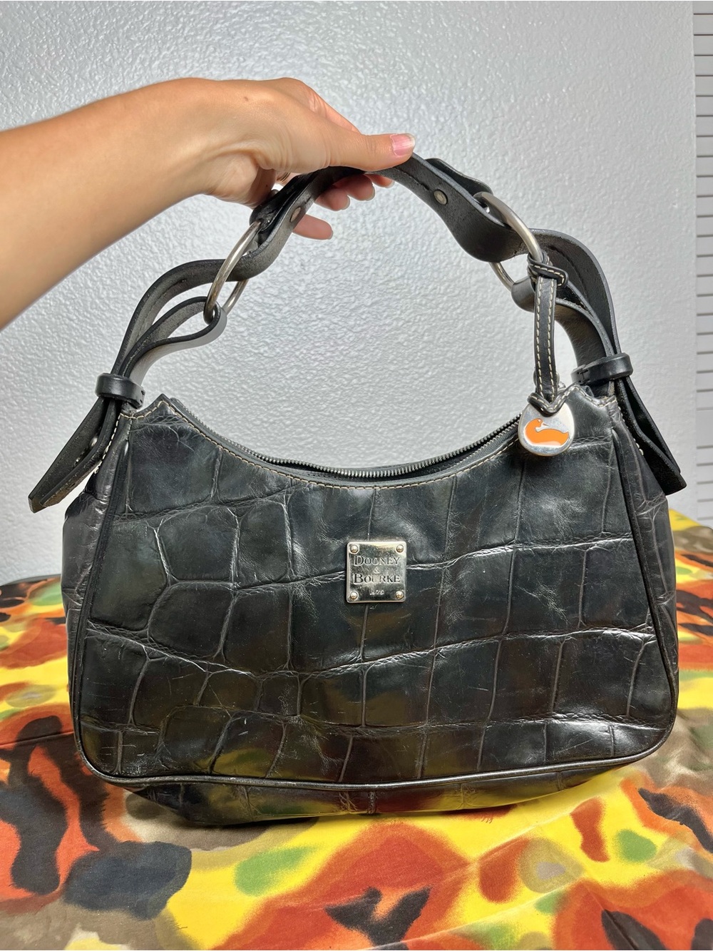 Dooney & Bourke Black Crocodile Leather Shoulder Bag